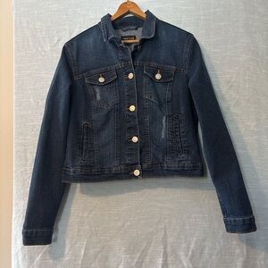New Look Denim Jean Jacket Long Sleeve Blue Medium/Dark Wash Women’s Sz M